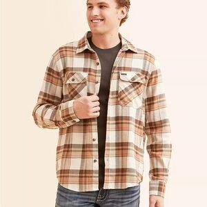 Brixton Men's Plaid Flannel - Brown and Cream NWT Size S